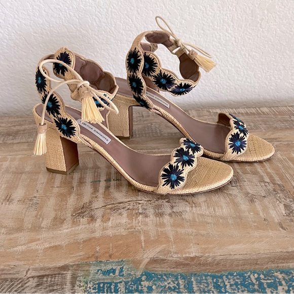 Tabitha Simmons Ollie Raffia Sandals - Picture 1 of 9